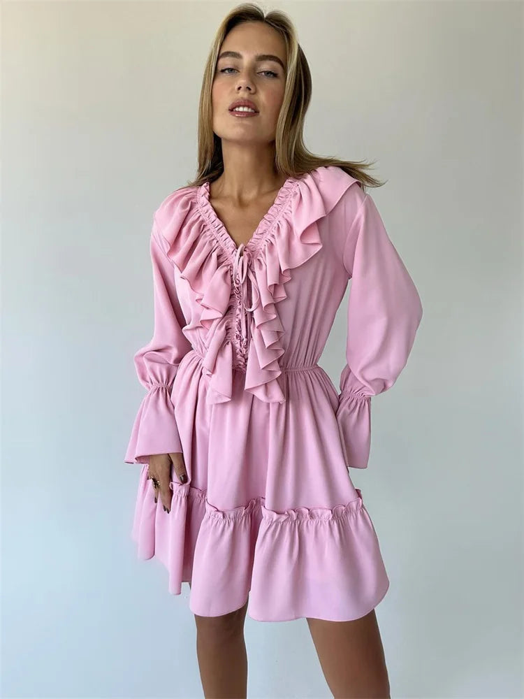 Shop Mini Dresses for Women Sale with chic ruffles, long sleeves, and a flattering A-line fit. Find an elegant dress for parties.
