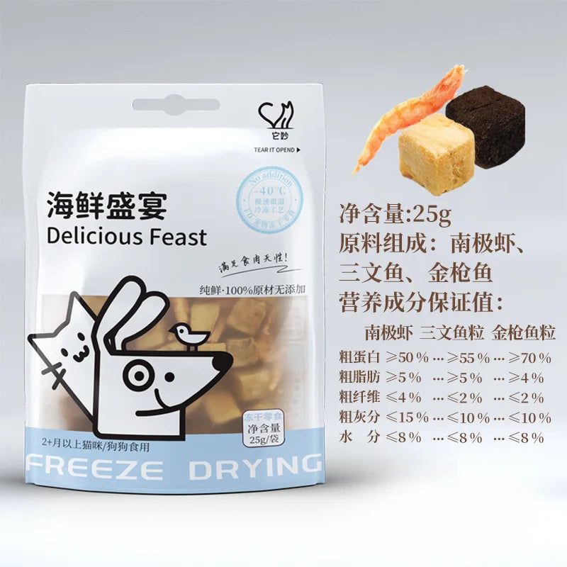 5 Bags Snacks Freeze Dried Dog Food Dog Treats Dog Dry Food Chicken Breast Duck Neck Bone Salmon Cat Grass Dog Snacks Pet Food