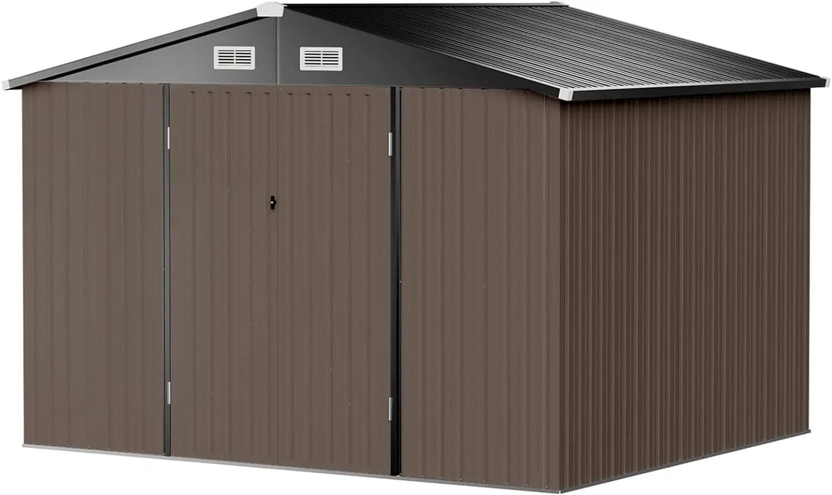 7.6’x9.7’ Outdoor Storage Shed with Base, Metal Steel Utility Tool Shed Storage House with Door & Lock