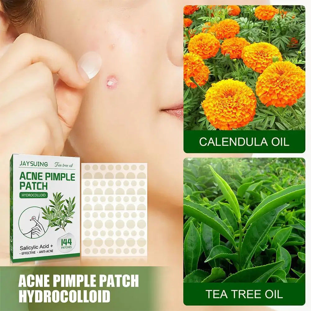 144pcs Hydrocolloid Salicylic Acid Acne Pimple Patches Treatment For Zits Blemishes Tea Tree Oil Acne Patch Redness Repair Care