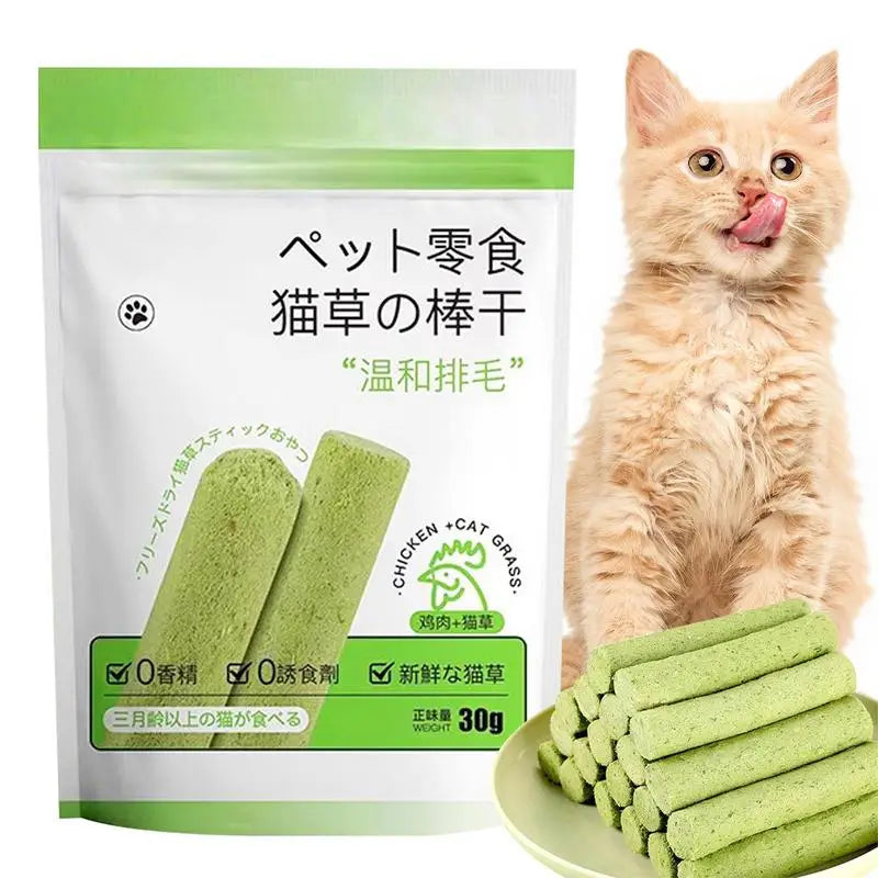Cat Grass Teething Stick Pet Snacks Hairball Removal Natural Grass Molar Rod Cat Teeth Cleaning Sticks for Indoor Cats