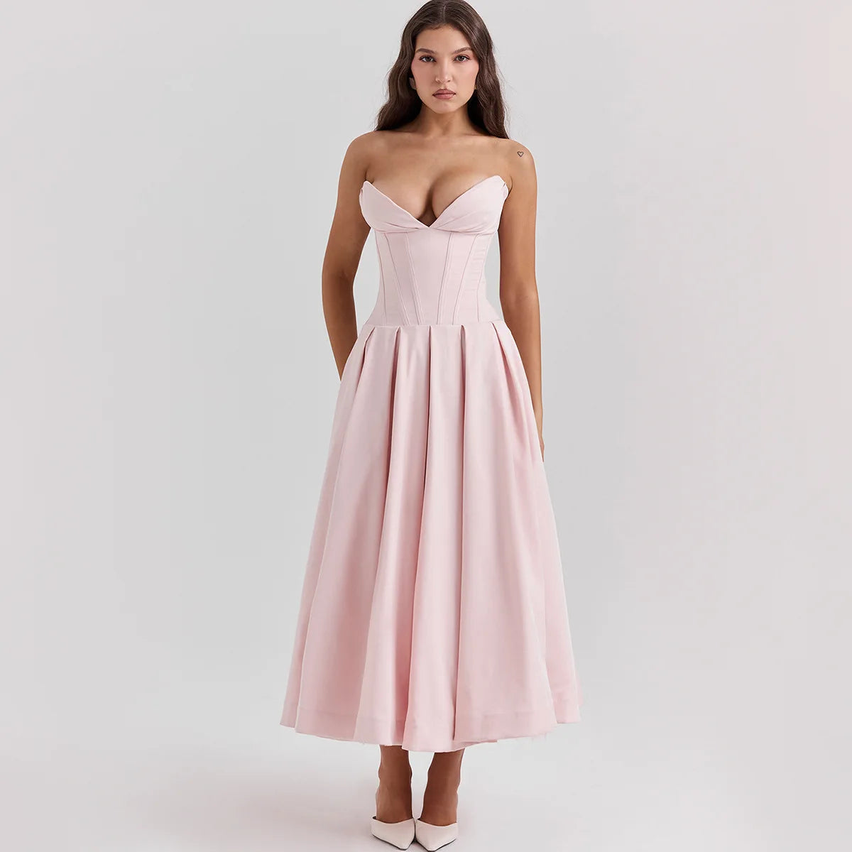 Get the Strapless Midi Dress Formal for elegant occasions. This chic midi dress has a flattering fit for parties or weddings.