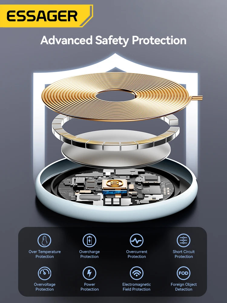 Order the Essager 15W Magnetic Wireless Charger for quick charging, strong magnetic hold, and smooth daily power for iPhones.