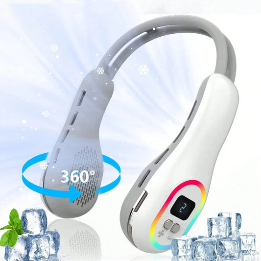 Order Rechargeable Neck Fan for hands-free cooling that provides adjustable airflow and a comfortable bladeless design.