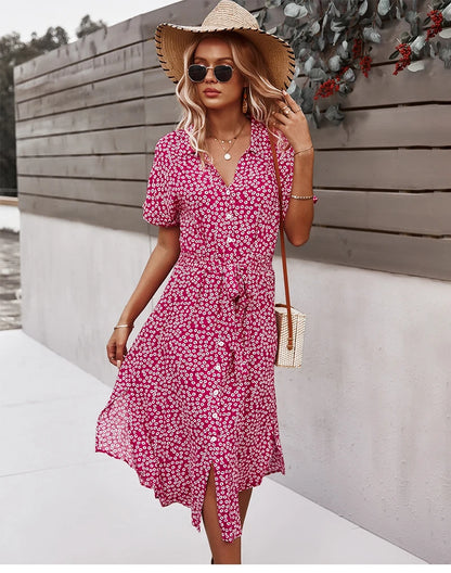 Elevate your wardrobe with a boho midi dress for women, featuring short sleeves & breezy, beach-ready designs for summer style.