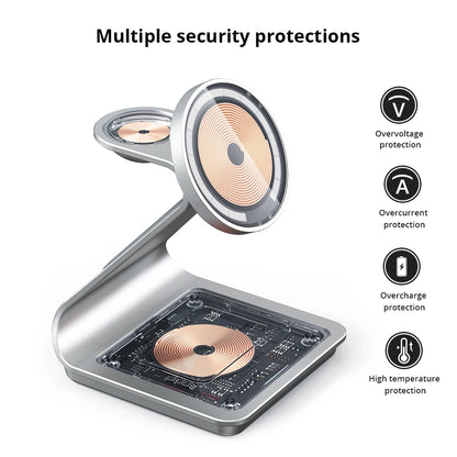 Get 3 in 1 Magnetic Wireless Charger for easy charging across your Apple devices with a holder & indicator built for daily charging.