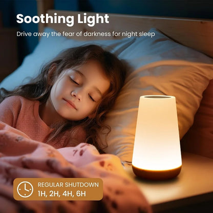Order a Rechargeable Dimmable Touch Lamp for soft bedside lighting with 13 RGB colors that create a cozy glow for relaxing nights.