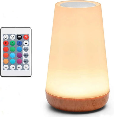 Order a Rechargeable Dimmable Touch Lamp for soft bedside lighting with 13 RGB colors that create a cozy glow for relaxing nights.