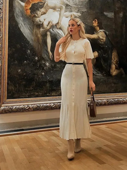 Shop knitted maxi dresses featuring stylish hollow-out designs, soft fabrics, and flattering silhouettes. Find versatile styles.