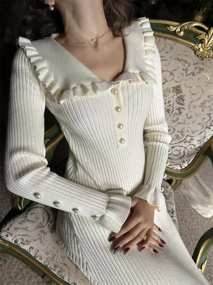 Discover High Waisted Dresses for Women featuring a graceful ruffled maxi silhouette, soft fabric, and elegant butterfly sleeves.