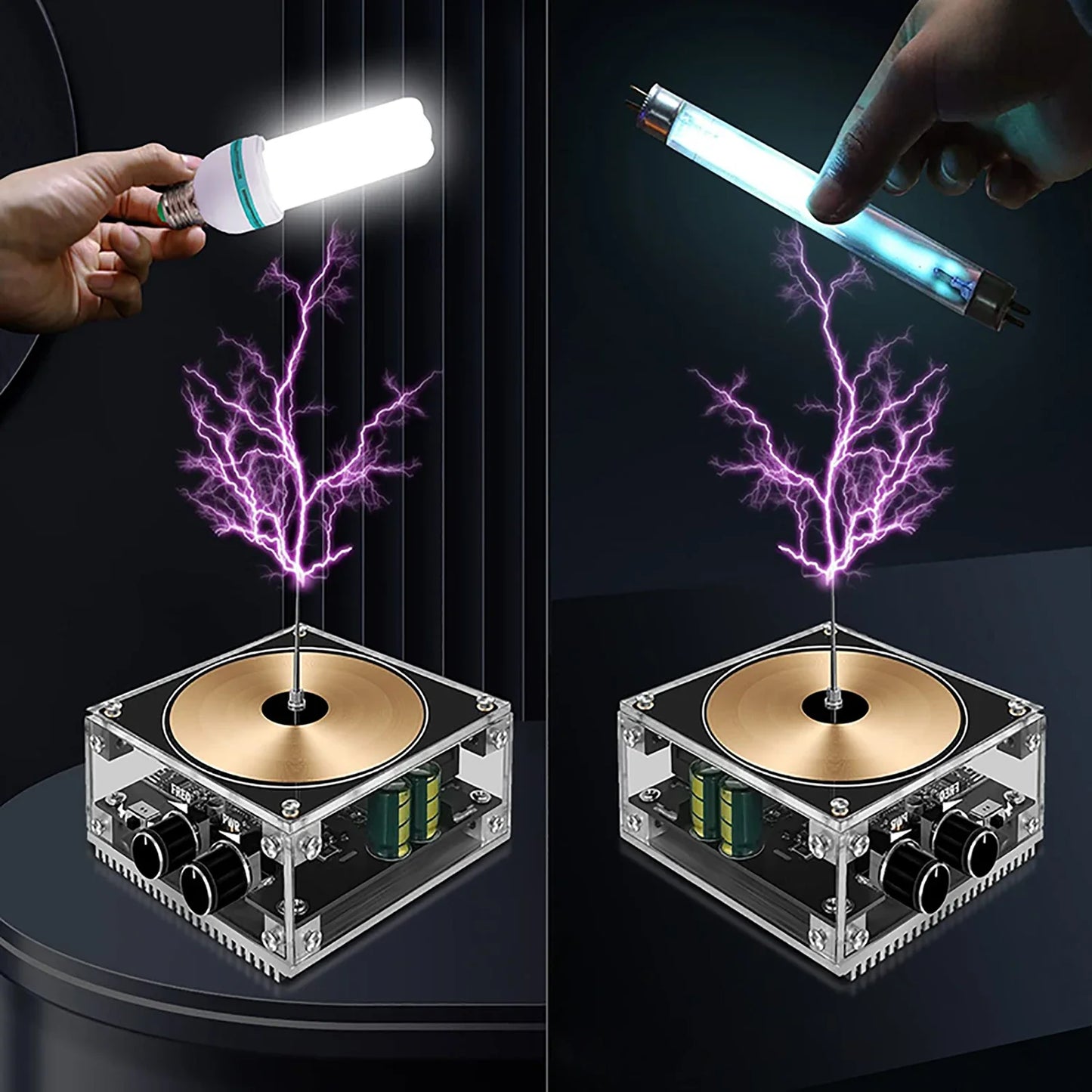 Explore electric arc sound and lighting effects with the Multi-Function Music Tesla Coil, a compact science gadget for experiments.