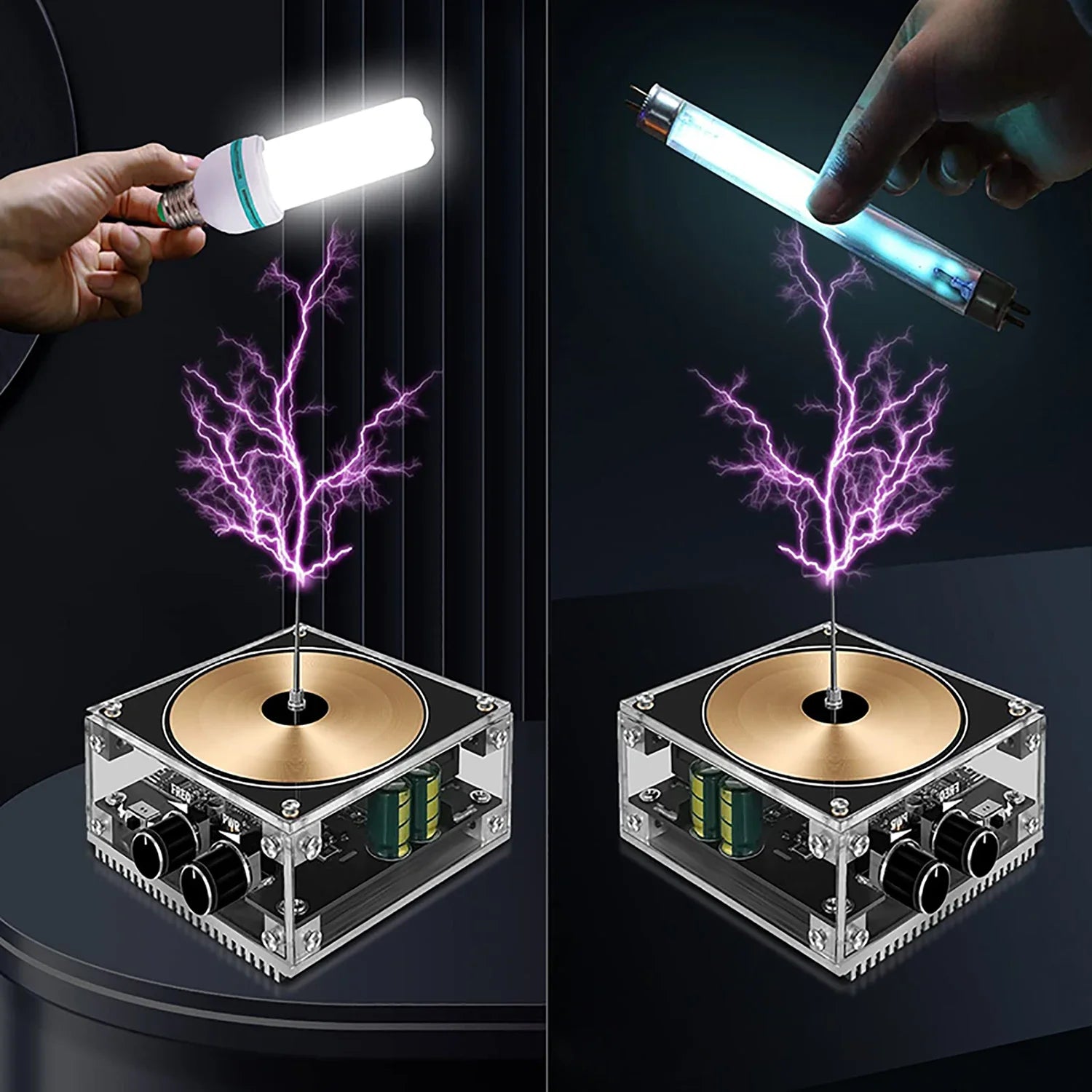 Explore electric arc sound and lighting effects with the Multi-Function Music Tesla Coil, a compact science gadget for experiments.