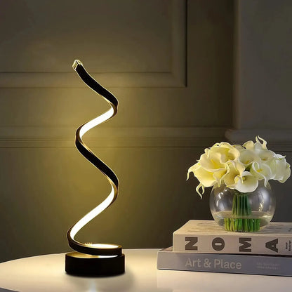 Upgrade your table lamps for living room with modern spiral LED design that offers dimmable lighting for relaxing evenings or work.