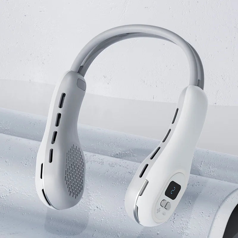 Order Rechargeable Neck Fan for hands-free cooling that provides adjustable airflow and a comfortable bladeless design.