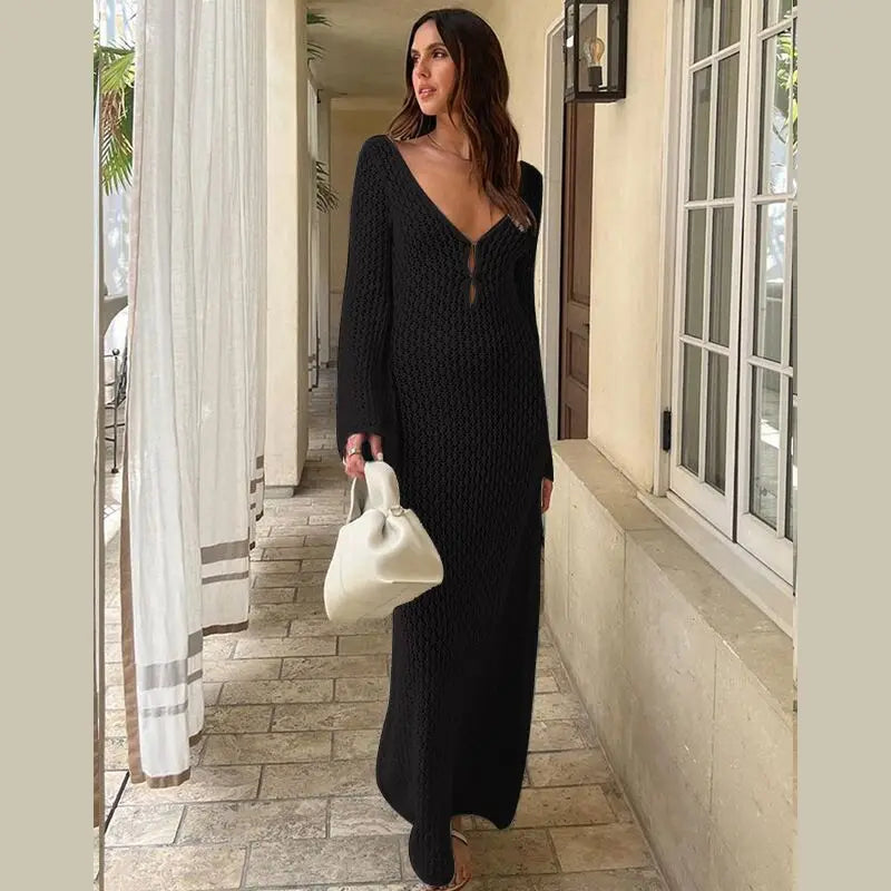 Shop a Deep V Neck Beach Dress online in the USA. Discover chic long-sleeve styles made for stylish beach trips and holidays!