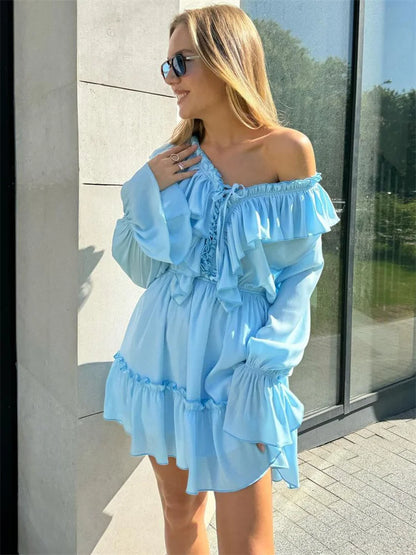 Shop Mini Dresses for Women Sale with chic ruffles, long sleeves, and a flattering A-line fit. Find an elegant dress for parties.