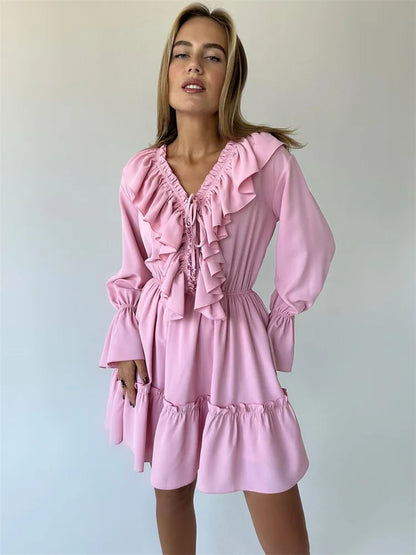 Shop Mini Dresses for Women Sale with chic ruffles, long sleeves, and a flattering A-line fit. Find an elegant dress for parties.