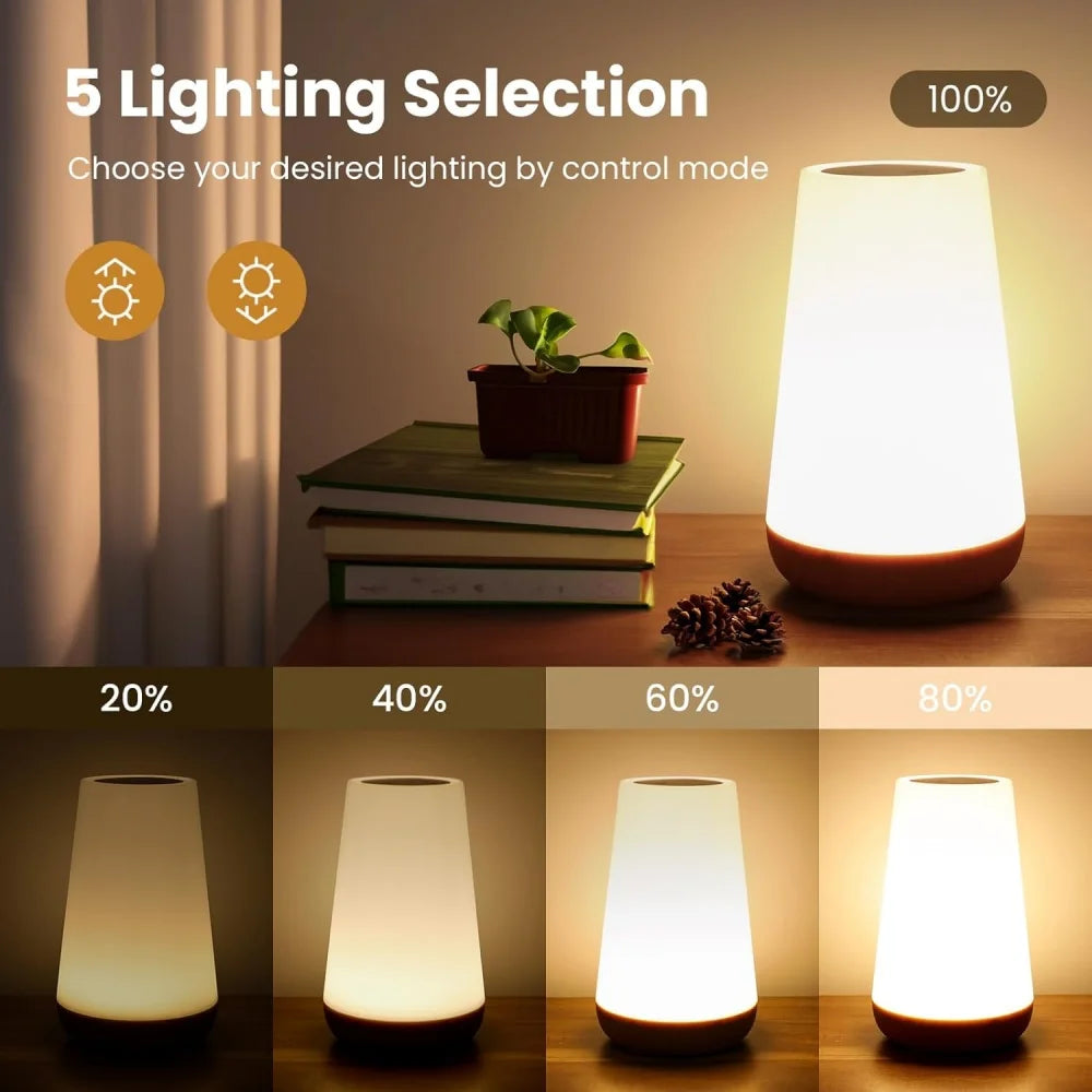 Order a Rechargeable Dimmable Touch Lamp for soft bedside lighting with 13 RGB colors that create a cozy glow for relaxing nights.