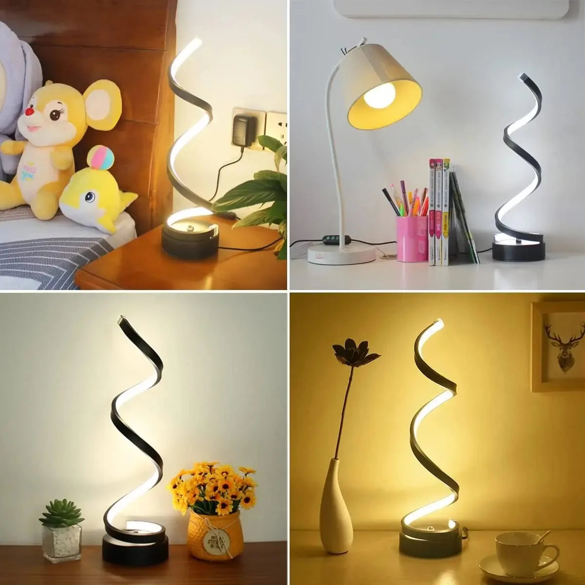 Upgrade your table lamps for living room with modern spiral LED design that offers dimmable lighting for relaxing evenings or work.