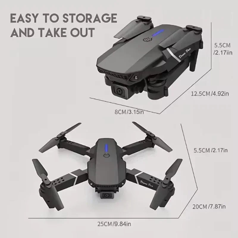 Buy the E88 Pro RC Drone for smooth FPV flights with a Wide Angle Dual HD Camera, foldable design, and height hold for easy control.