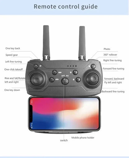 Buy the E88 Pro RC Drone for smooth FPV flights with a Wide Angle Dual HD Camera, foldable design, and height hold for easy control.