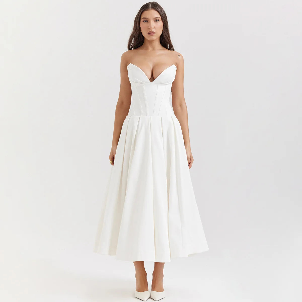 Get the Strapless Midi Dress Formal for elegant occasions. This chic midi dress has a flattering fit for parties or weddings.