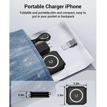 Keep charging simple at home or away with the 3 in 1 Foldable Wireless Charger designed to fold neatly for simpler packing.
