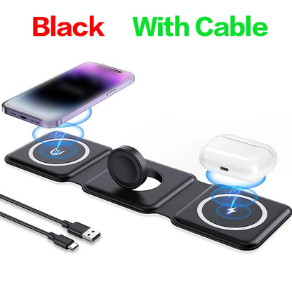 Keep charging simple at home or away with the 3 in 1 Foldable Wireless Charger designed to fold neatly for simpler packing.