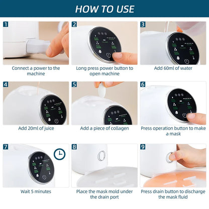 Foreverlily DIY Mask Machine Home Use Mask Making Vegetable Fruit Juice Milk Self-made Facial Mask Automatic Mask Maker SPA Care