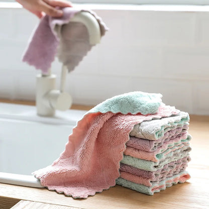 Microfiber Kitchen Towel Absorbent Dish Cloth Non-stick Oil Washing Kitchen Rag Household Tableware Cleaning Wiping Tools