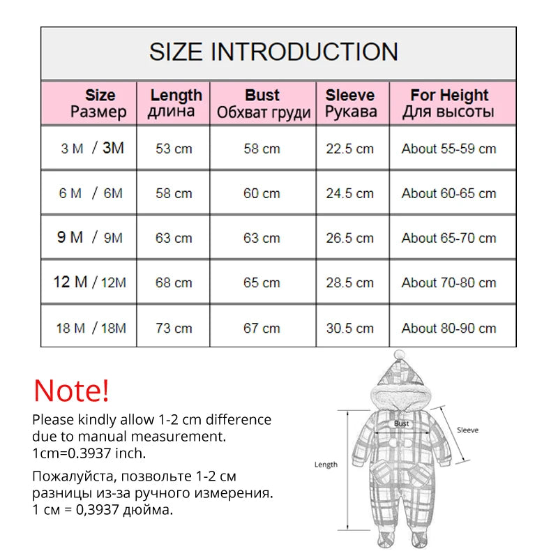 IYEAL Christmas Baby Girl Clothes Winter Rompers Kids Infant Newborn Plaid Jumpsuit Thickening Cotton Warm Romper for 0-18M
