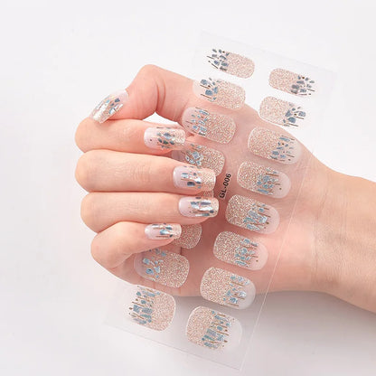 16 Tips/Sheet Glitter Series Shiny Manicure Decoracion Designed Nail Art Stickers 2020 Nail Decoration Nail Wraps Shiny
