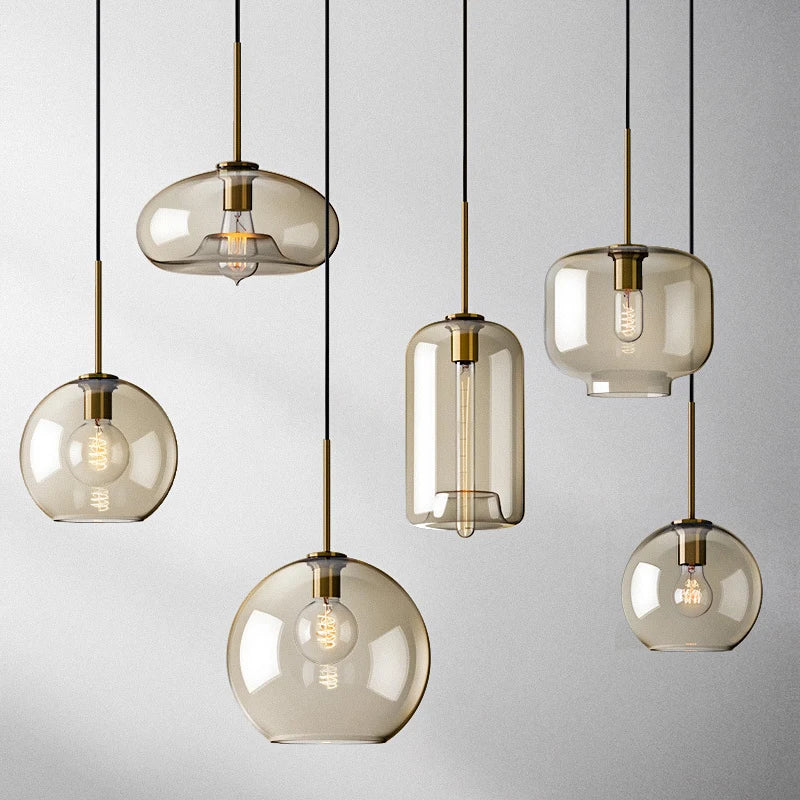 Nordic hanging loft  Glass lustre Pendant Light
