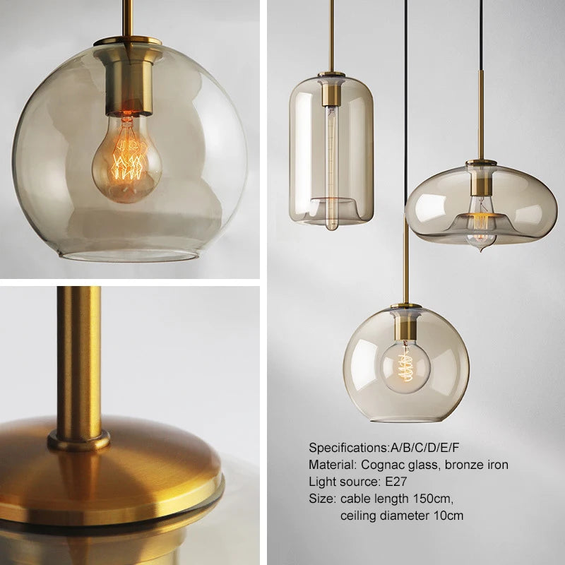 Nordic hanging loft  Glass lustre Pendant Light