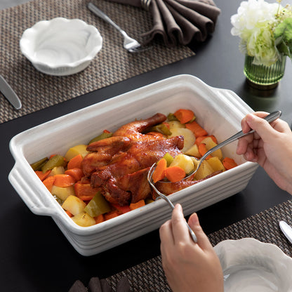 MALACASA Bake Series Porcelain Marble Oven Dishes 32cmx23.5x8.7cm 2700ml Baking Trays Oven Ramekin Gray Oven Dish