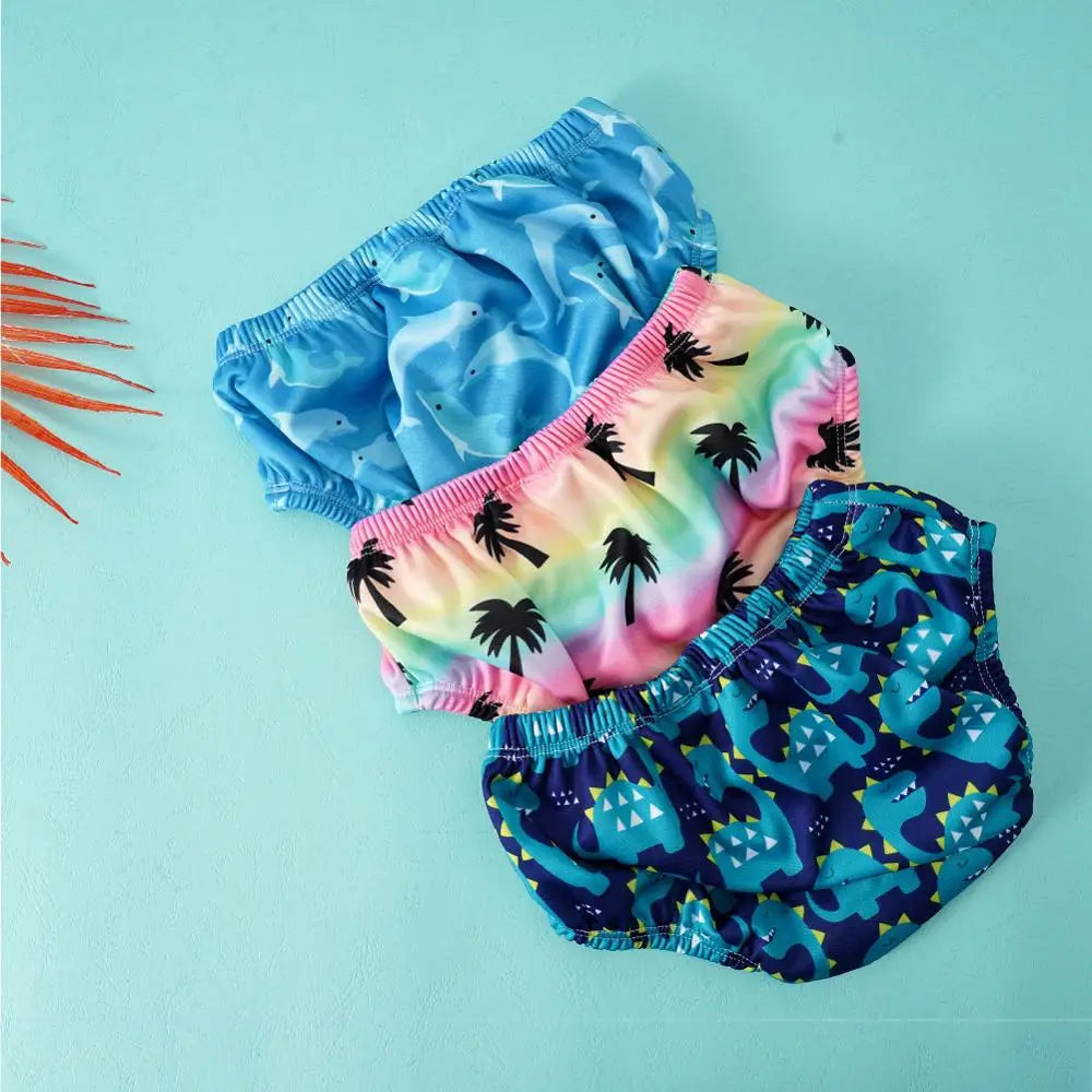 HappyFlute 3 Sizes Kids Soft Swimming Pants Cover Baby Reusable Breathable Cloth Diaper