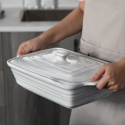 MALACASA Bake Series Porcelain Marble Oven Dishes 32cmx23.5x8.7cm 2700ml Baking Trays Oven Ramekin Gray Oven Dish