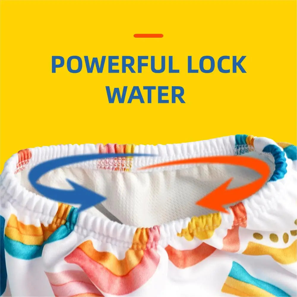 HappyFlute 3 Sizes Kids Soft Swimming Pants Cover Baby Reusable Breathable Cloth Diaper