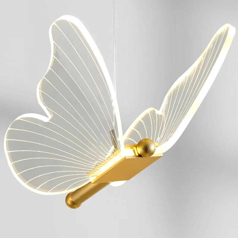 Create a warm modern mood at home with the Lustre LED Pendant Light Fixture styled as a butterfly lamp with included LED bulbs.