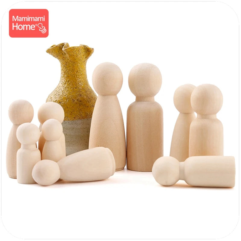 50pc 35mm 43mm 65mm Peg Dolls Hardwood Natural Unfinished Boy Dolls Handmade DIY Nurse Gifts BPA Free Food Grade Materials