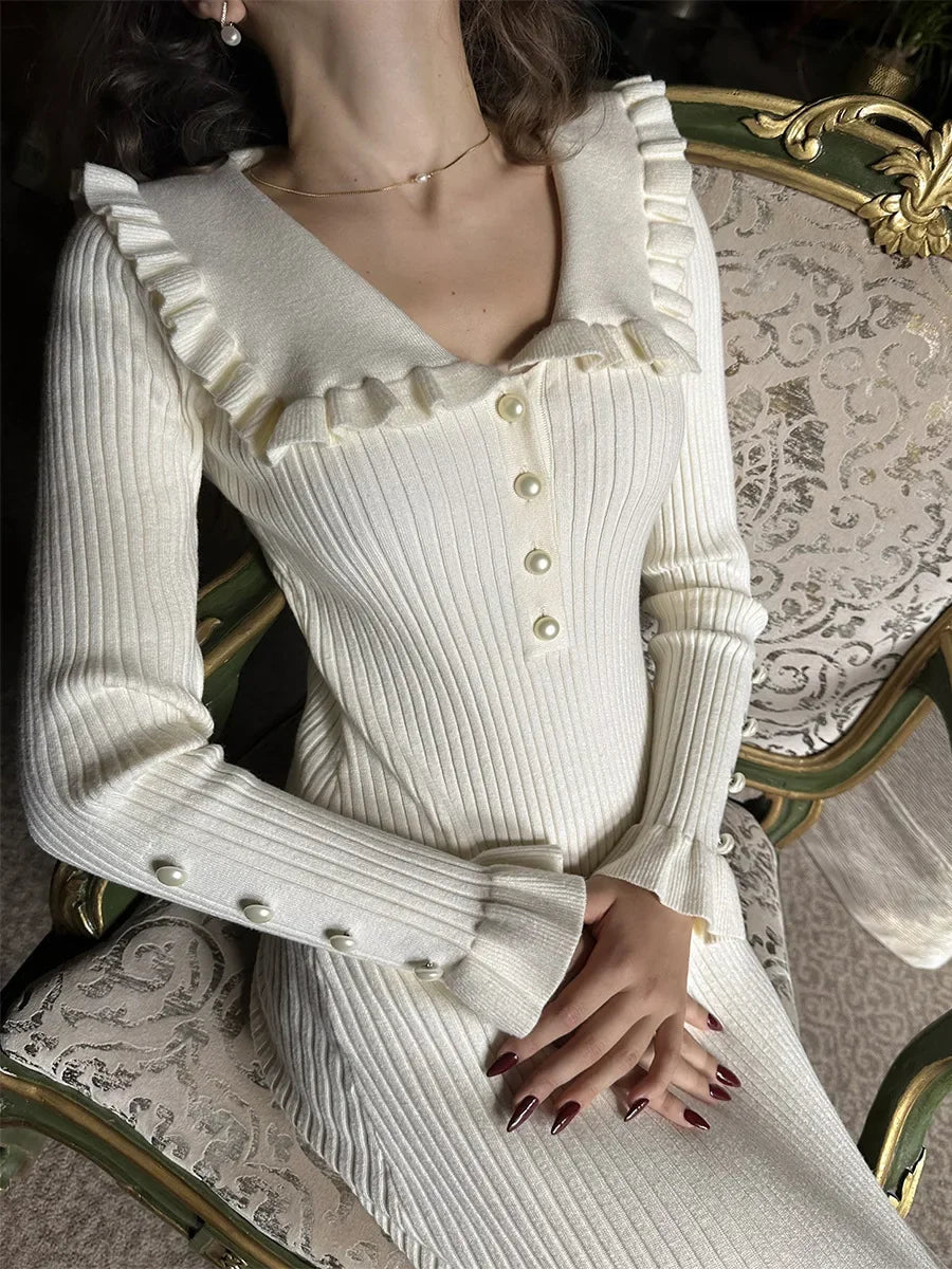 Discover High Waisted Dresses for Women featuring a graceful ruffled maxi silhouette, soft fabric, and elegant butterfly sleeves.