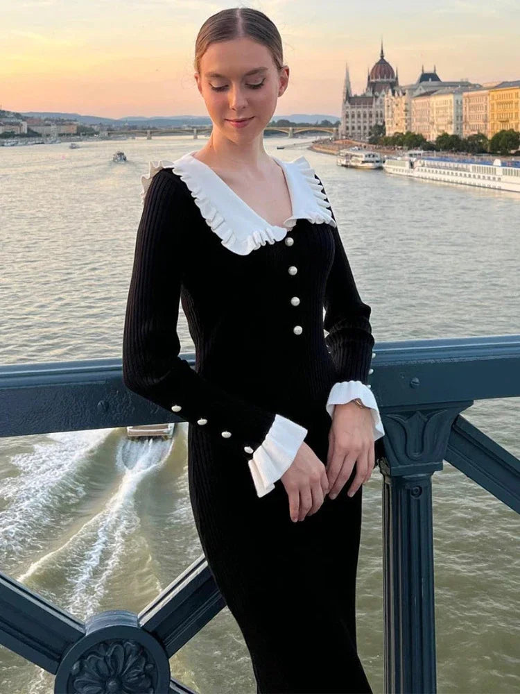Discover High Waisted Dresses for Women featuring a graceful ruffled maxi silhouette, soft fabric, and elegant butterfly sleeves.