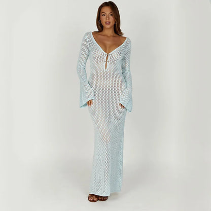 Shop a Deep V Neck Beach Dress online in the USA. Discover chic long-sleeve styles made for stylish beach trips and holidays!