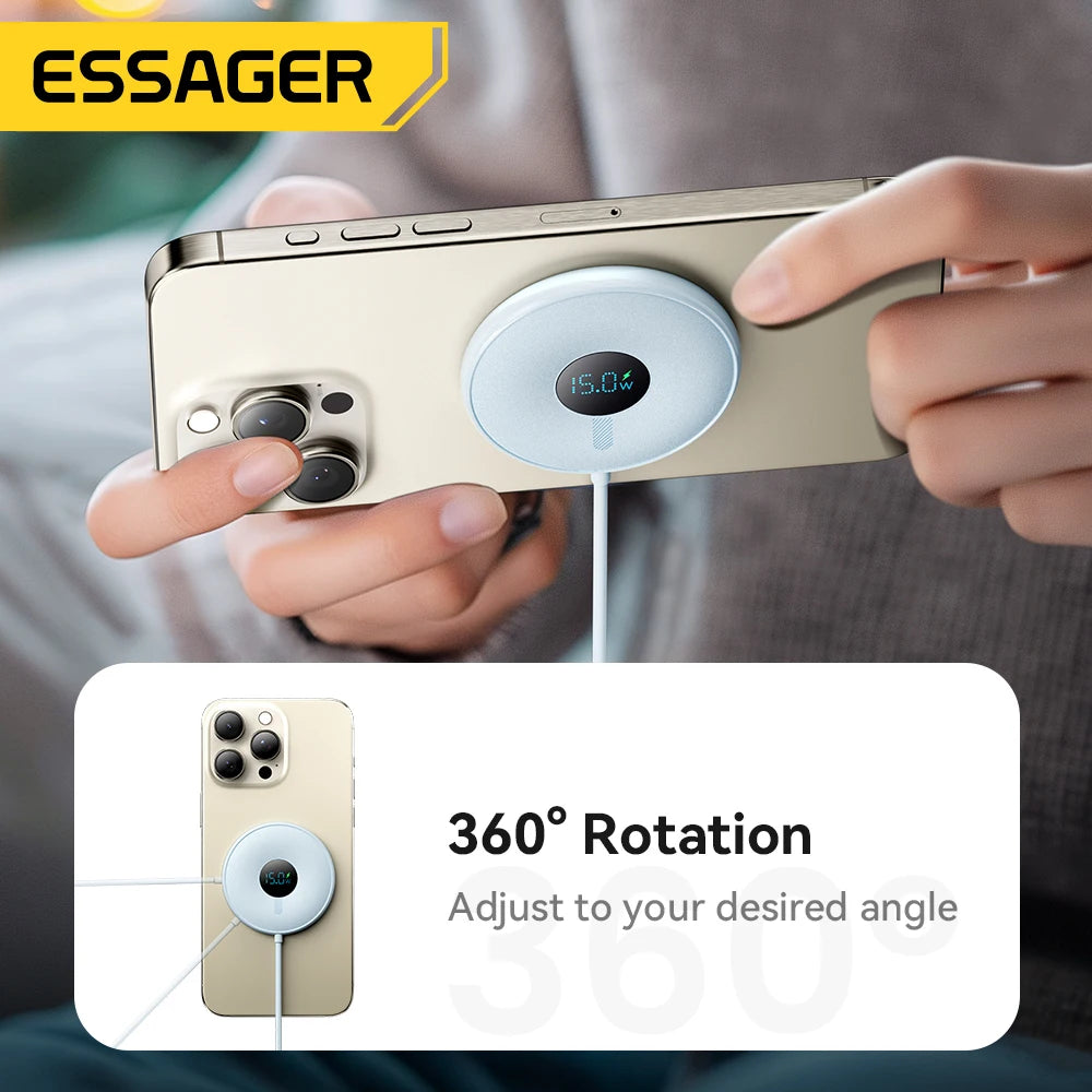 Order the Essager 15W Magnetic Wireless Charger for quick charging, strong magnetic hold, and smooth daily power for iPhones.