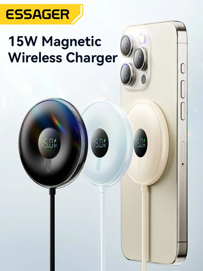 Order the Essager 15W Magnetic Wireless Charger for quick charging, strong magnetic hold, and smooth daily power for iPhones.