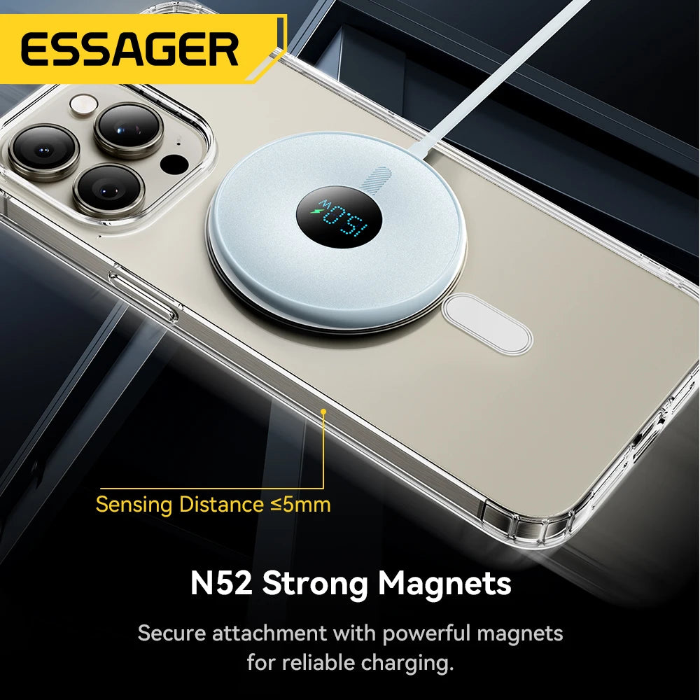 Order the Essager 15W Magnetic Wireless Charger for quick charging, strong magnetic hold, and smooth daily power for iPhones.
