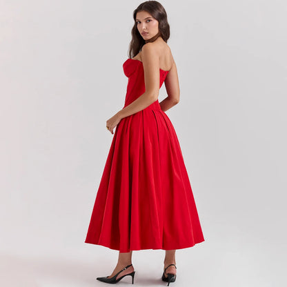 Get the Strapless Midi Dress Formal for elegant occasions. This chic midi dress has a flattering fit for parties or weddings.