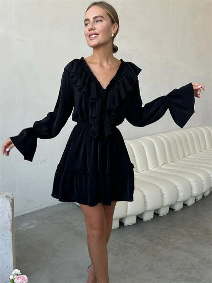 Shop Mini Dresses for Women Sale with chic ruffles, long sleeves, and a flattering A-line fit. Find an elegant dress for parties.