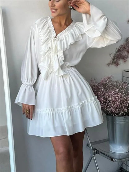 Shop Mini Dresses for Women Sale with chic ruffles, long sleeves, and a flattering A-line fit. Find an elegant dress for parties.
