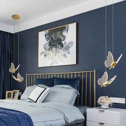 Create a warm modern mood at home with the Lustre LED Pendant Light Fixture styled as a butterfly lamp with included LED bulbs.